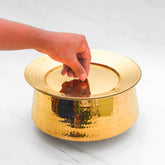 Pure Brass Lagan Handi with Lid | Handcrafted Traditional Cooking Pot | Brass Lagan for Dum Biryani, Festive Cooking & Serving